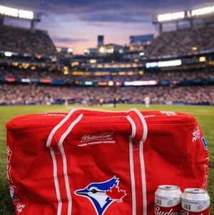 1999 Budweiser 24 can Toronto Blue Jays Insulated Cooler Bag Carry Starps Zipper